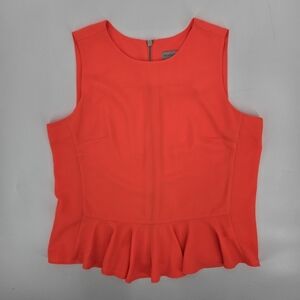 Sleeveless Bright Pink/Coral Peplum BELLE & SKY Top Back Zipper SIZE:Large